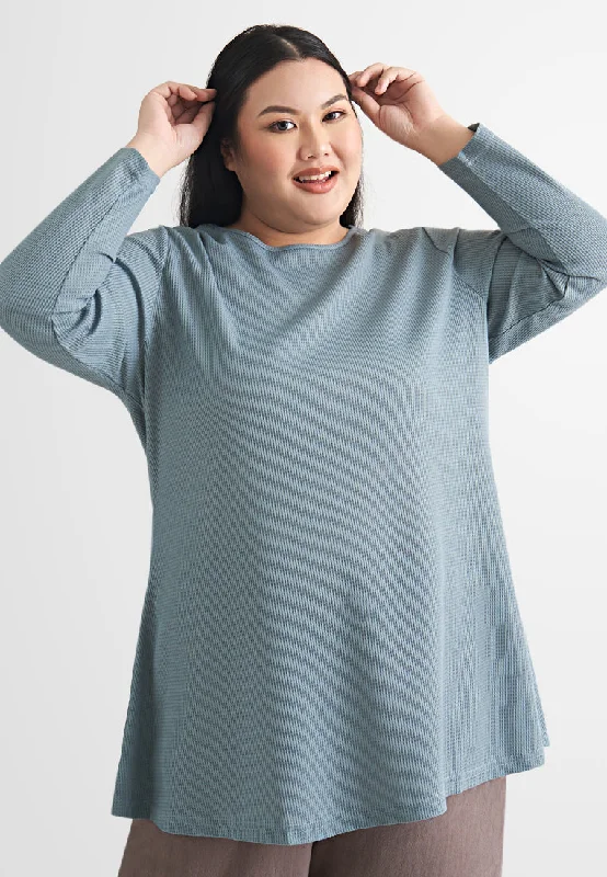 Wanda Casual Waffle Long Tee - Sky Blue