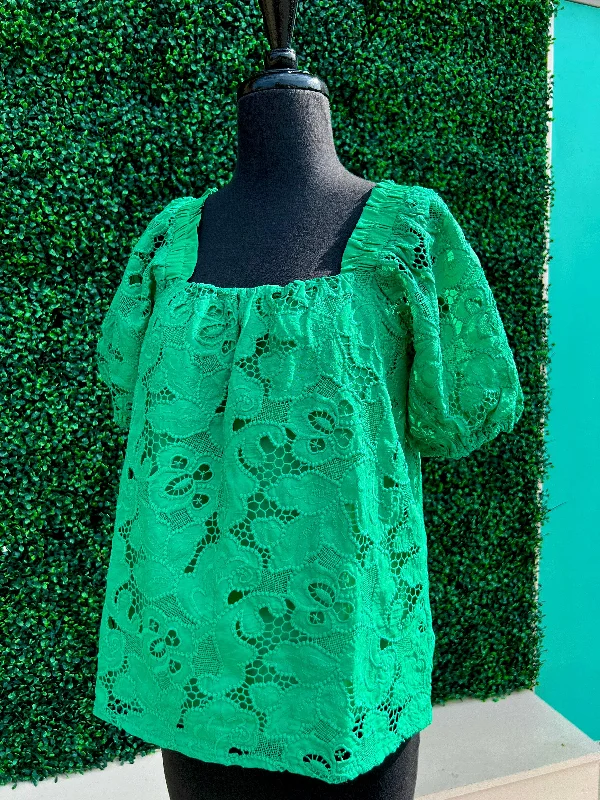 Lacy Green Blouse